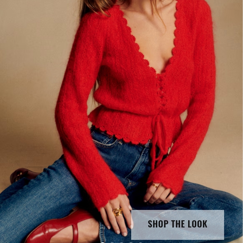 Sezane Red Elise Cardigan